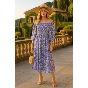 Angel Maternity Ditsy Floral Smocked Dress Cottagecore Romantic Spring Summer M